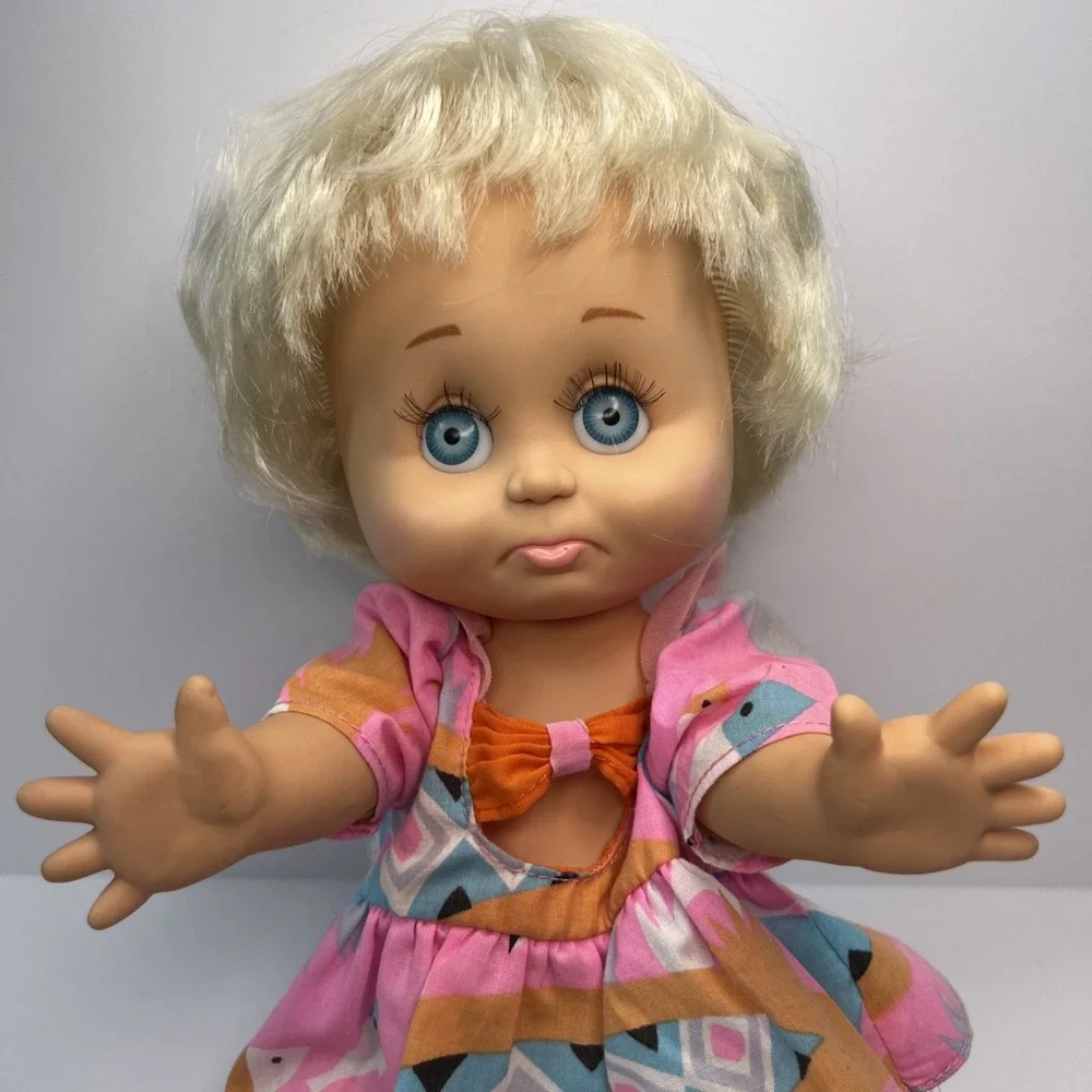 Vintage 1990 Galoob Baby Face So Sorry Sarah #6 Blue Eyes Heidi Dress